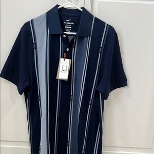 Nike Men's Striped Navy Polo Shirt